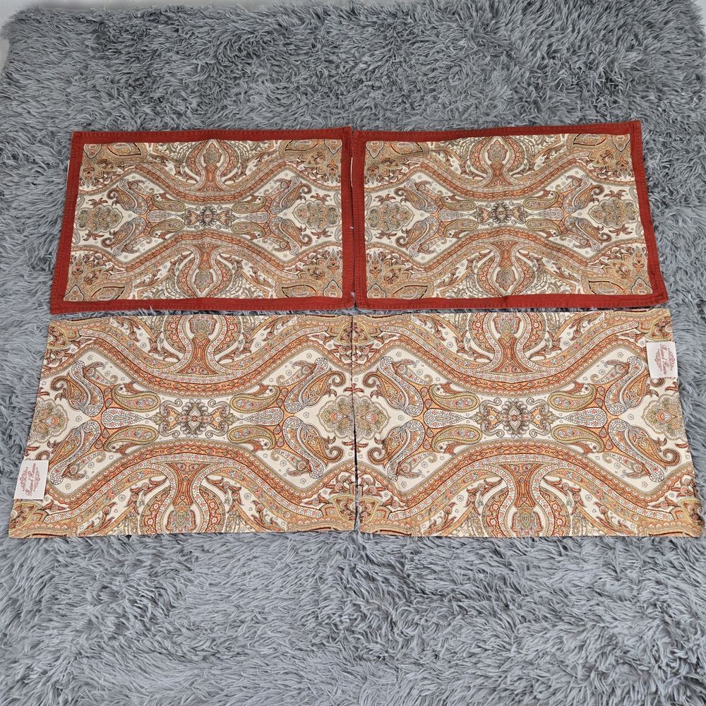 Set Of 4 Maison d' Hermine 18.5x13 Paisley 100%‎ Cotton Dining Table Placements